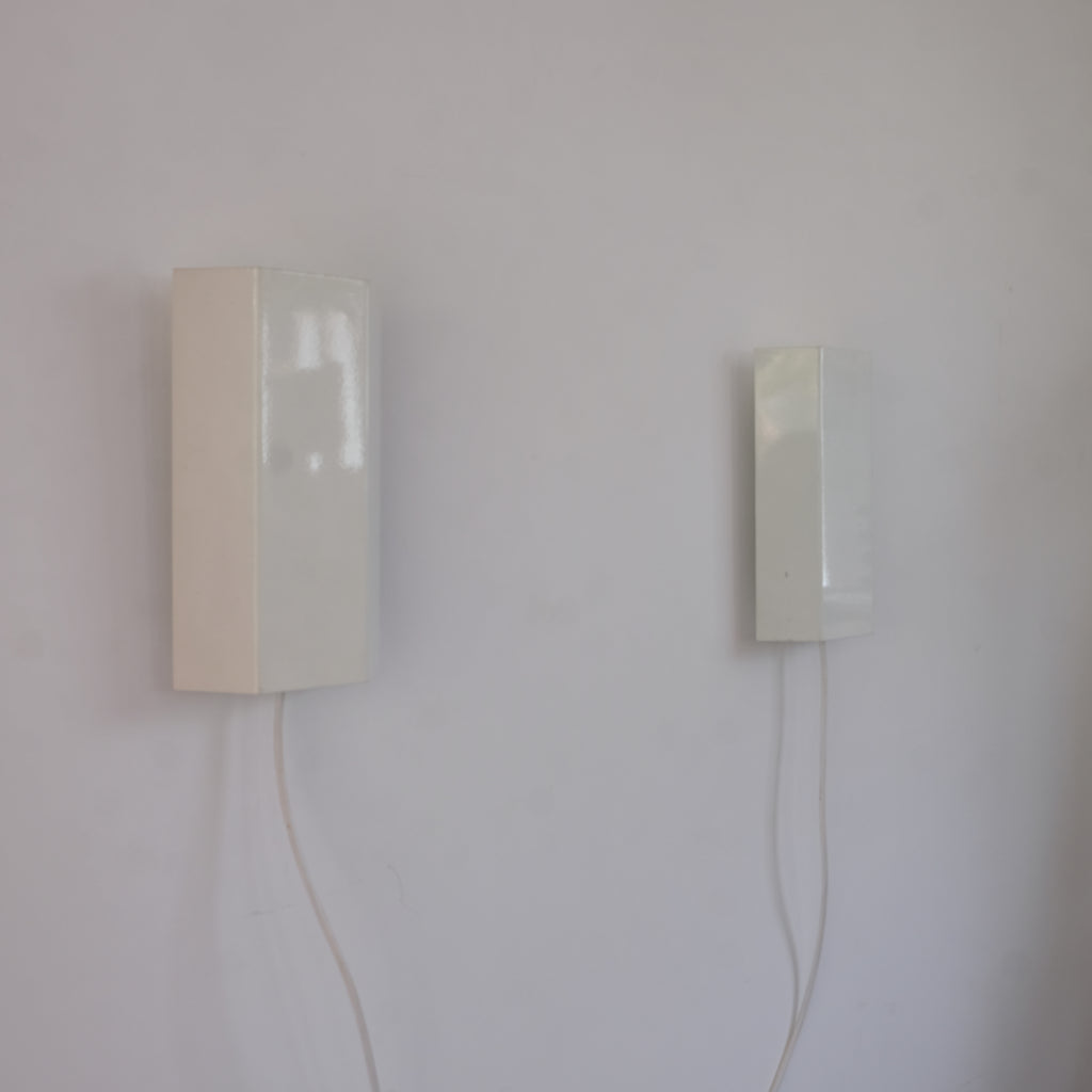 Two White 1970s Wall Lights
