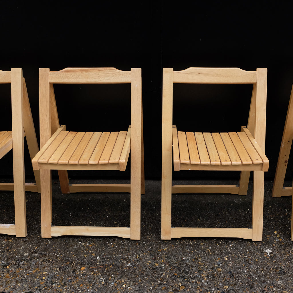 Four Folding Wooden Chairs
