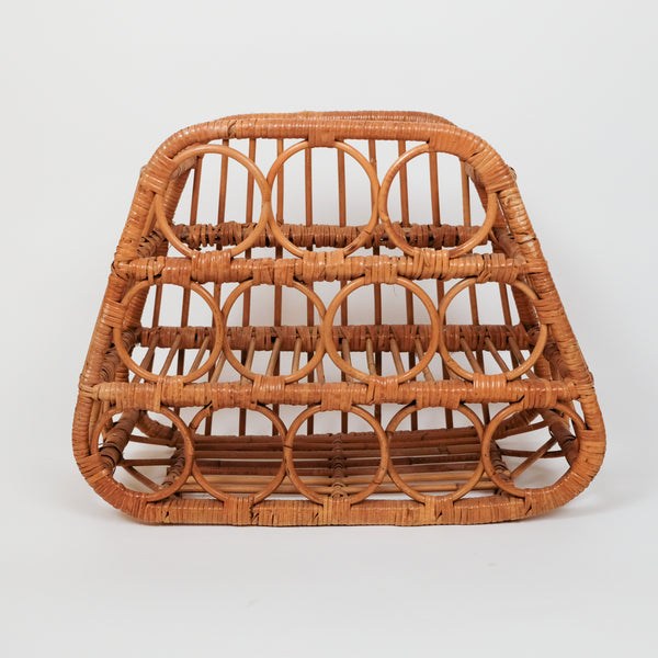 1970s Wicker Wine Rack