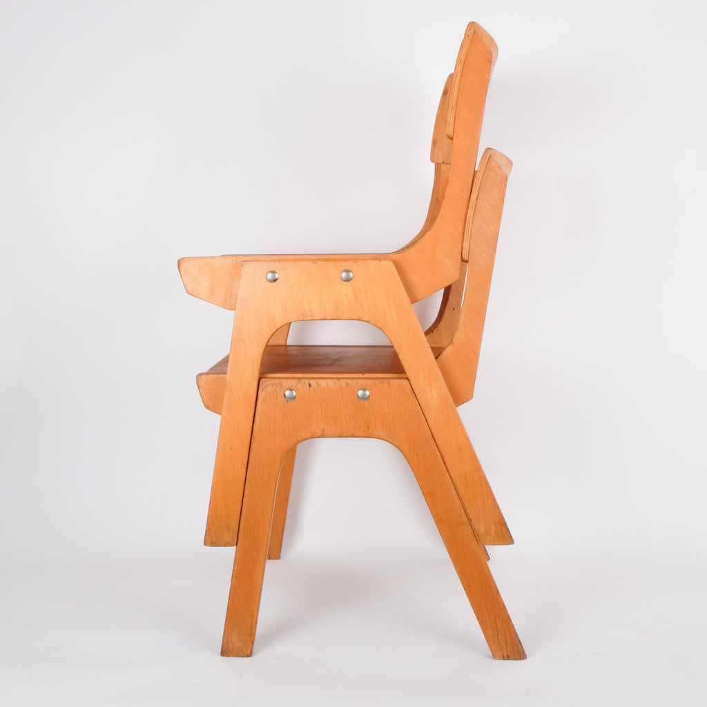 2 Plywood Children's Stacking Chairs
