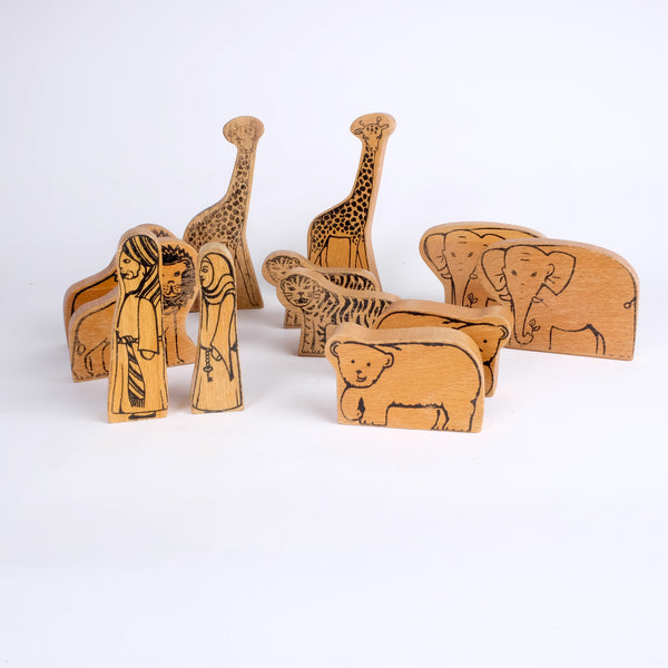 1970s Wooden Zoo Animals