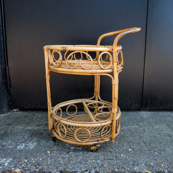 Lovely 1970s Wicker Cocktail Trolley